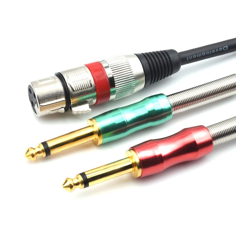 SiYear XLR Female to 6.35mm 1/4 inch Mono Male Audio Y Splitter Cable, Dual 6.35mm 1/4" Male to XLR Female 3Pin Microphone Audio Converter Adapter Cable(1m/3.3FT) - Image 3